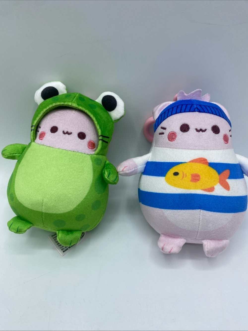 Pembe the Pink Cat Blind Box Key Chain Plushie Frog Fish Outfit 5” Set Of 2